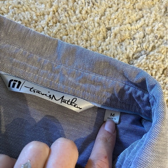 Travis Mathew Men's Stripe Polo Grey Size M Golf Activewear Athletic Shirt Top - Picture 3 of 6